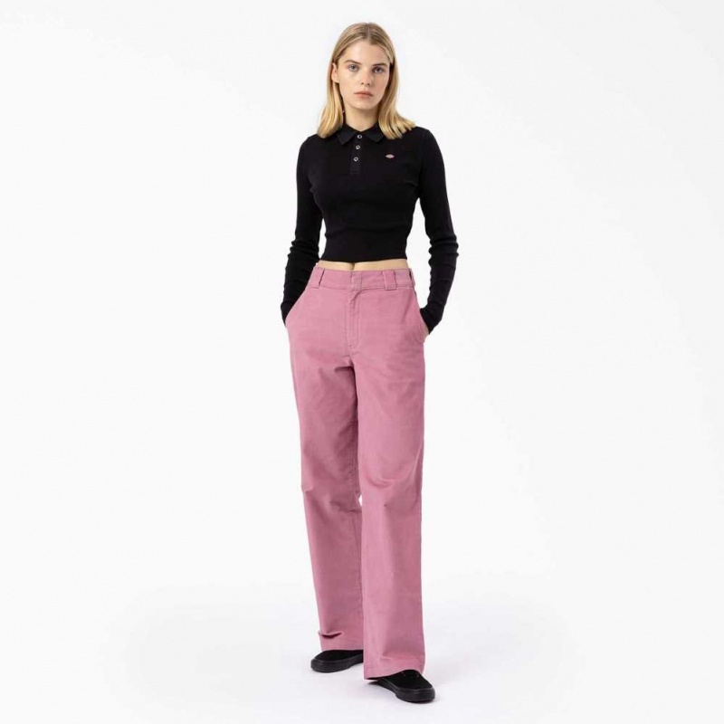 Dickies Tallasee Long Sleeve Cropped Polo Černé | CZ0002170