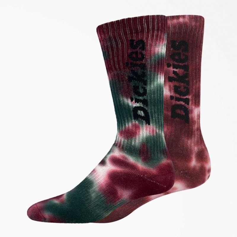 Dickies Tie-Dye Crew Socks, Size 6-12, 2-pack Wine Tie-Dye | CZ0001135