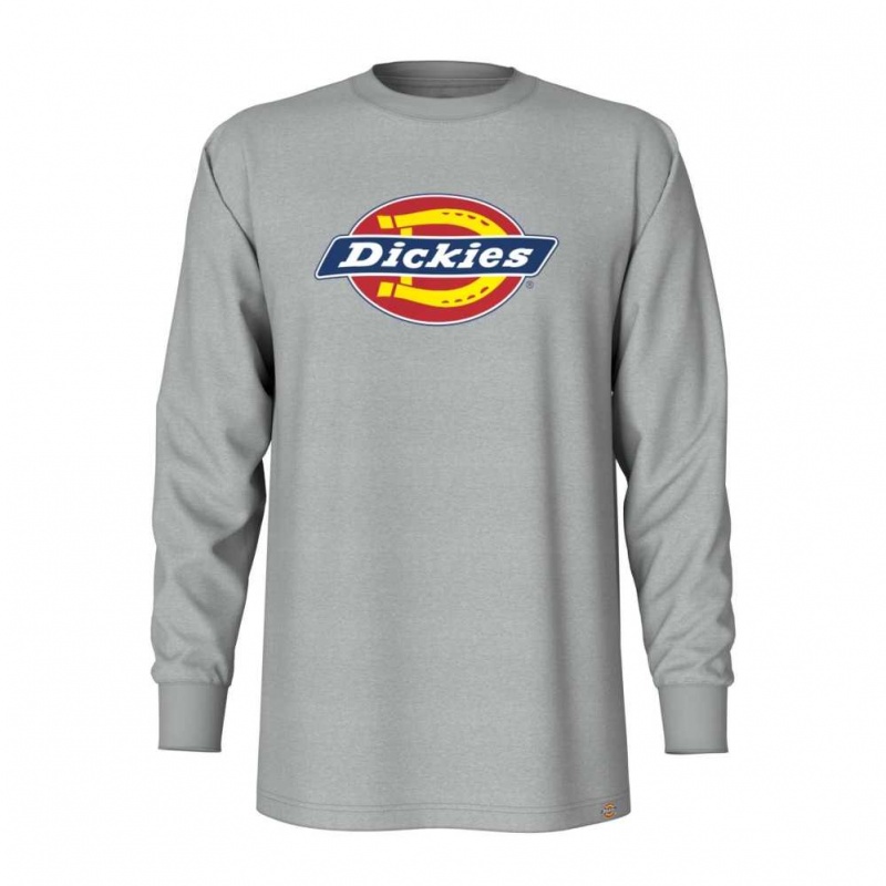 Dickies Tri-Color Logo Grafická Long Sleeve T-Shirt Heather Gray | CZ0000802