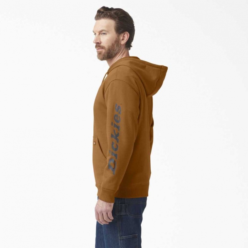 Dickies Vody Repellent Logo Sleeve Hoodie Hnědé | CZ0001850