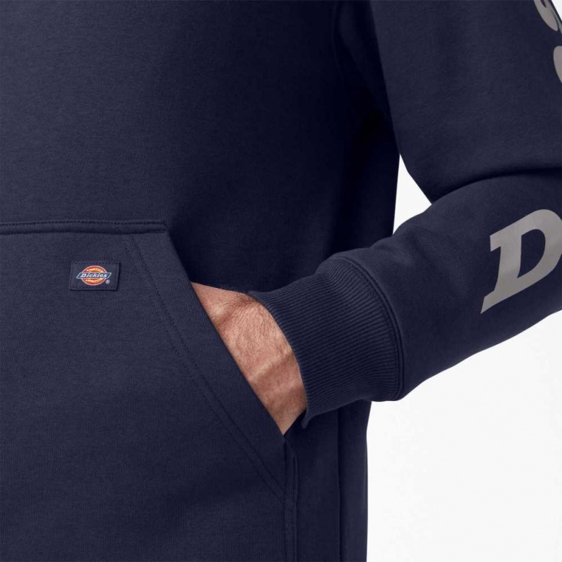 Dickies Vody Repellent Logo Sleeve Hoodie Tmavě Blankyt | CZ0001907