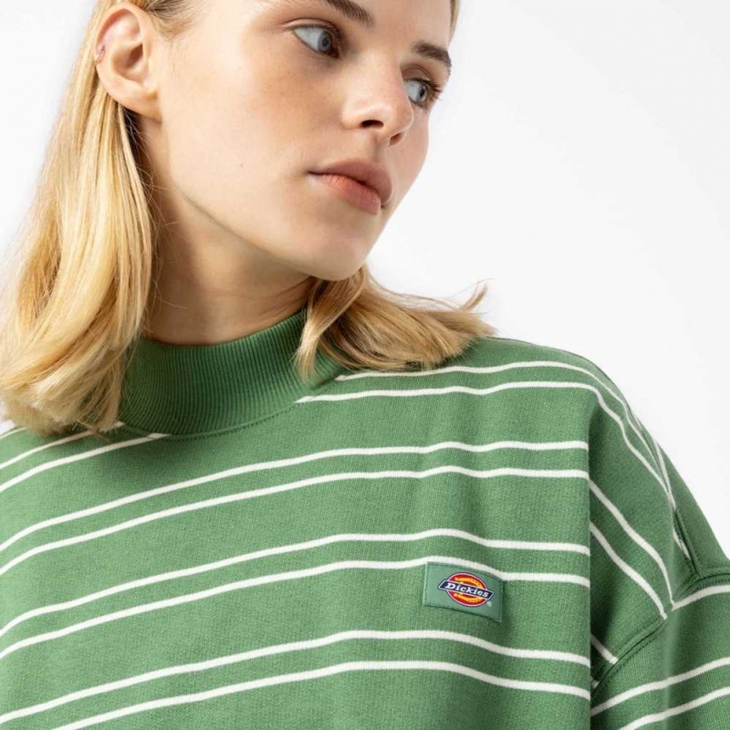 Dickies Westover Pruhovaný Sweatshirt Bílé Zelene | CZ0001061